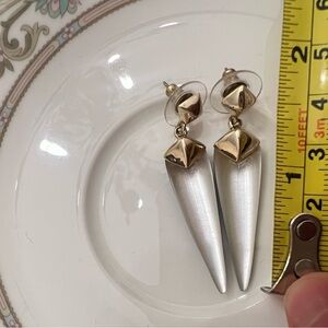 Alexis Bittar Gold and Cream Dagger Earrings